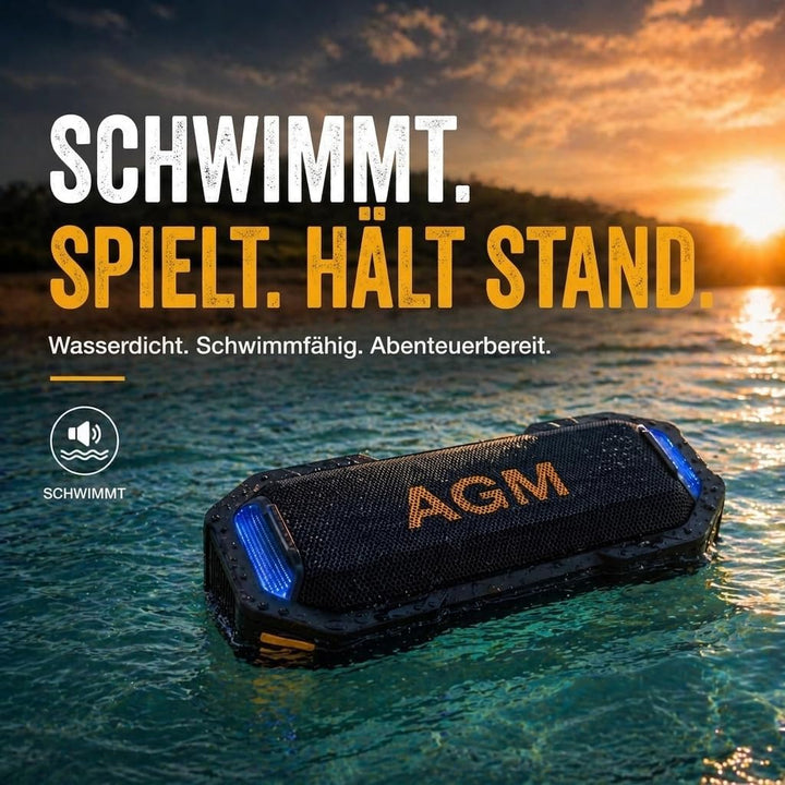 AGM MagROCK Magnetischer Bluetooth Lautsprecher Klein,Lautsprecher,RGB-LEDs,1800mAh,IPX7 wasserdicht