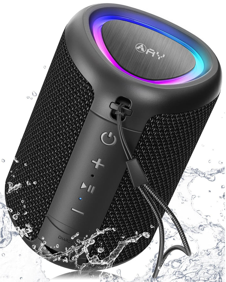 AY Tragbarer Bluetooth Lautsprecher mit Licht, Musikbox Bluetooth mit Leistungsstarker Kristallklare