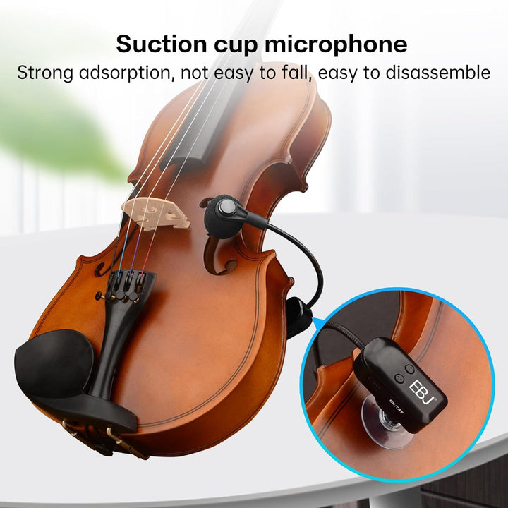 EBJ 2,4 G Instrumenten-Mikrofonempfänger mit abnehmbarem Saugnapf für Gitarre, Violine, Cello, Akkor