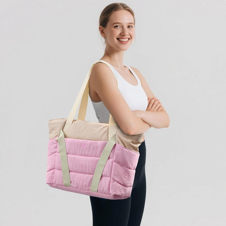 Axcone Tragetasche für Damen mit Reissverschluss,Gesteppte Tragetasche,Sporttasche mit Yogamatten-Gu