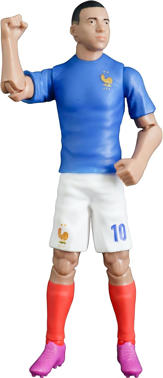 Megableu - FFF-Figur Killian Mbappé Nr. 10 – 20 cm – grosse Fussballfigur realistisch & beweglich mi