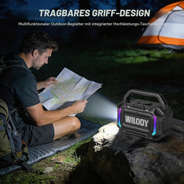 Wilody 100W Tragbare Bluetooth Lautsprecher Box,Bluetooth Lautsprecher mit Licht,Musikbox Bluetooth&