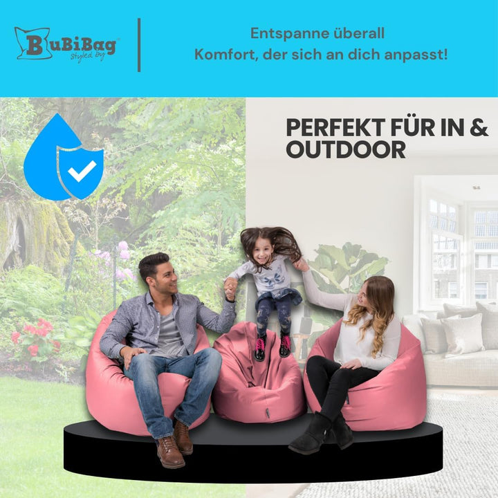 BuBiBag 2in1 Sitzsack L - XXL mit Füllung für Kinder &amp; Erwachsene, Gaming Beanbag &amp; Bodenkissen für
