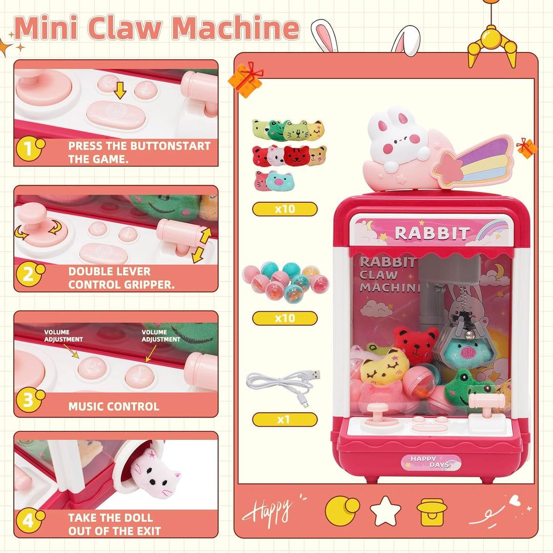 Arkyomi Mini Greifmaschine Candy Doll Gachapon Grabber Süssigkeiten Greifautomat mit Münzschiebe und