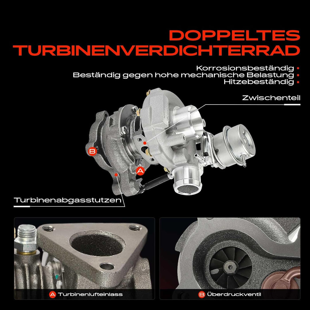 Frankberg Turbolader Abgasturbolader mit Dichtungen Diesel Kompatibel mit A3 8L1 1.9L 1996-2001 Golf