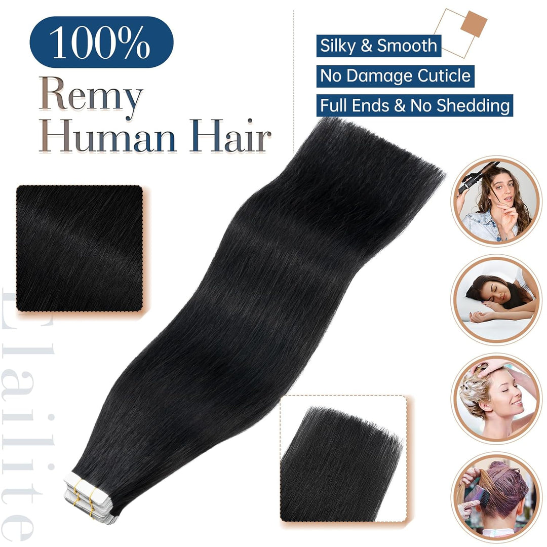 Elailite Tape Extensions Haarverlängerung - 20Stück Tape in Extensions Echthaar - Remy Real Human Ha
