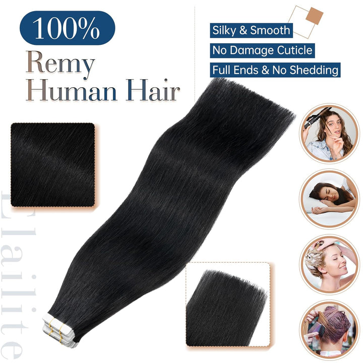 Elailite Tape Extensions Haarverlängerung - 20Stück Tape in Extensions Echthaar - Remy Real Human Ha