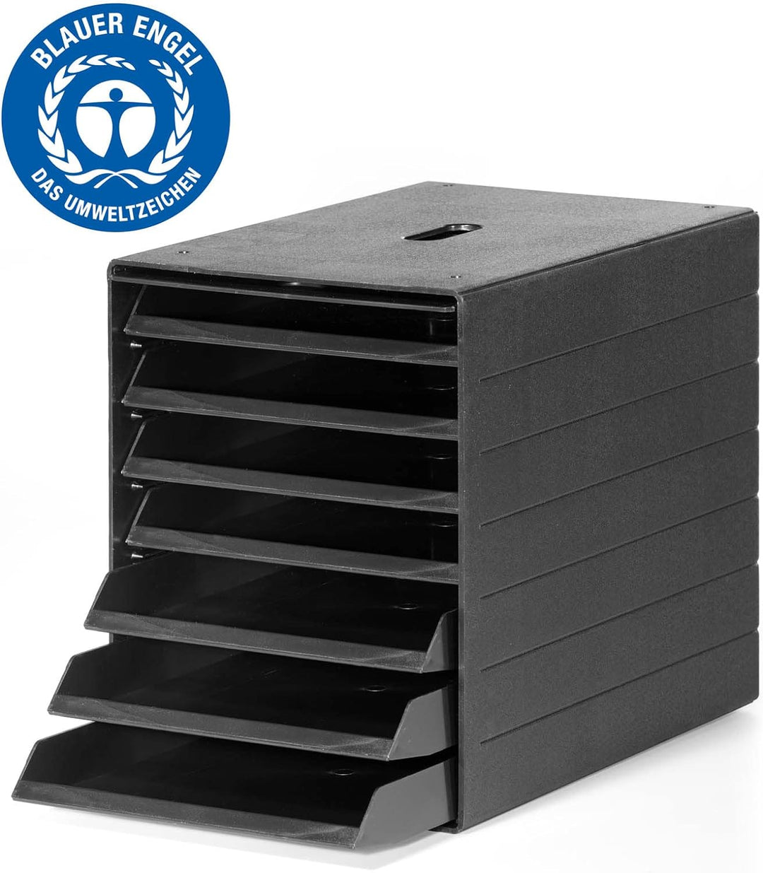 Durable Schubladenbox A4 Idealbox Plus 7 Fächer, Blauer Engel zertifiziert, 100 Prozent recycelbar,