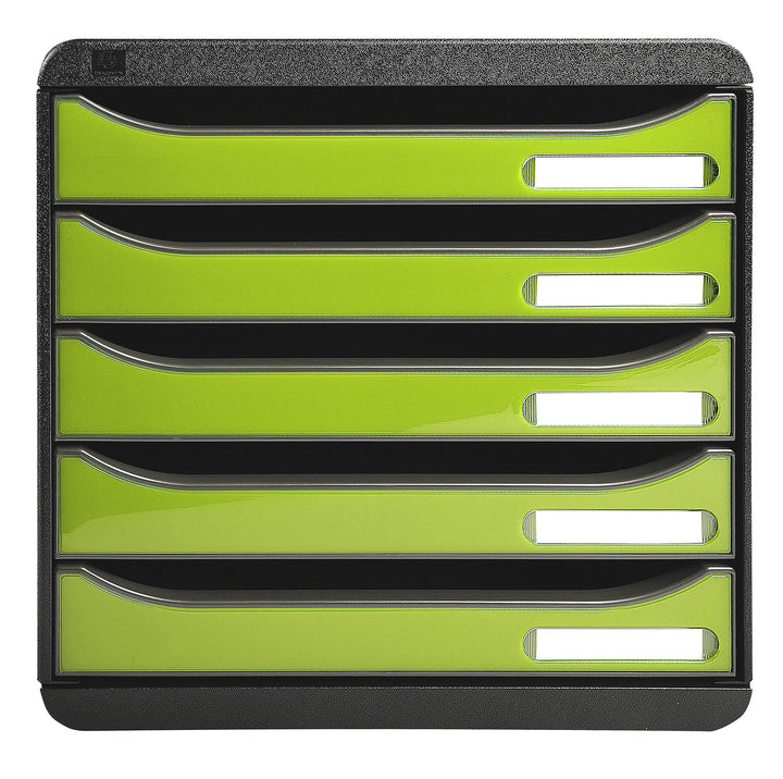 Exacompta 3097225D Premium Ablagebox mit 5 Schubladen für DIN A4+ Dokumente. Stapelbare Schubladenbo