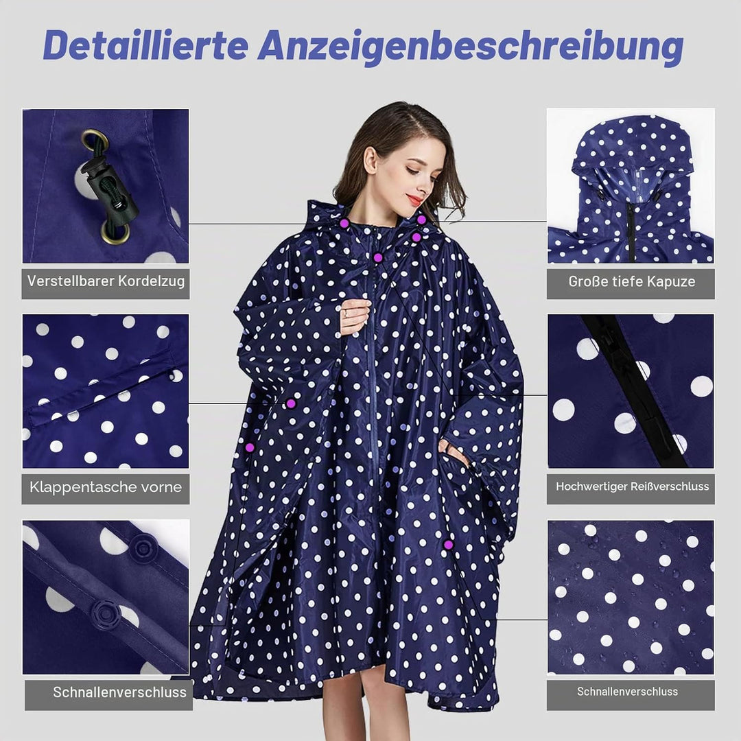 LAMA Mode Regenponcho Unisex Regenmantel Atmungsaktiv Regencape Leicht Regenjacke Regenschutzbekleid