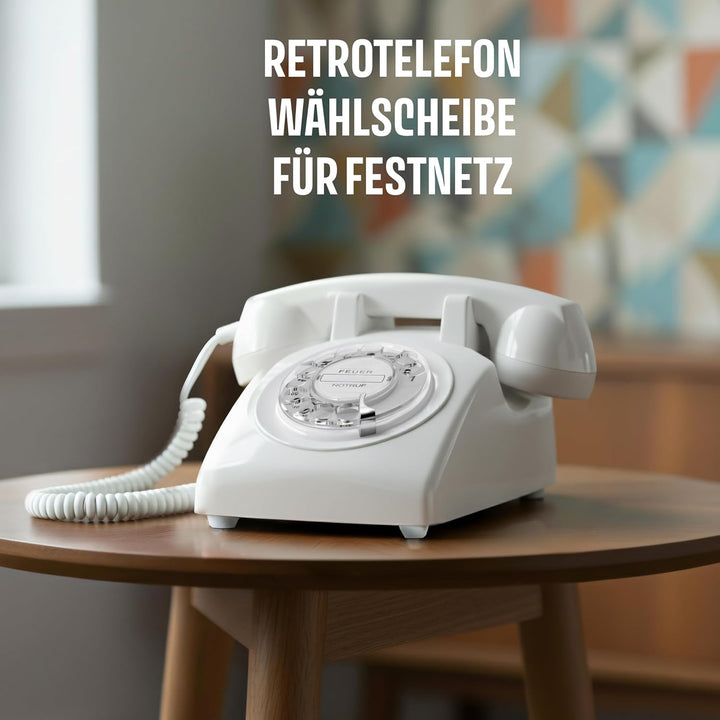 Opis Technology 60s Cable Retro Telefon mit Wählscheibe – Klassisches Festnetztelefon, mechanische M