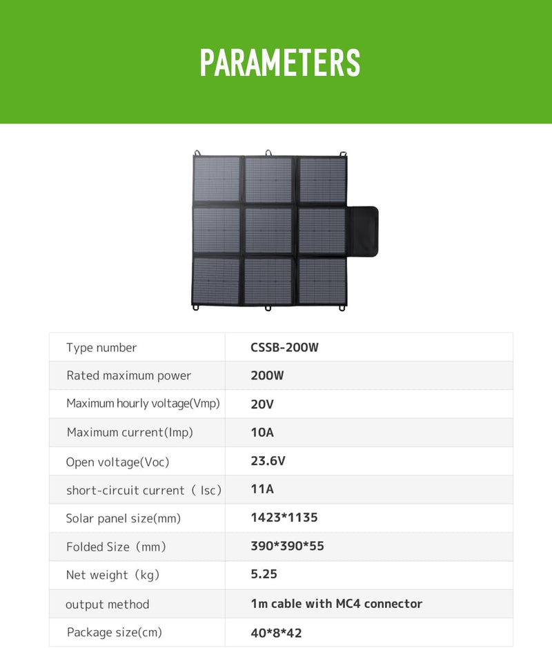 Faltbares Solarpanel 200W Solar-Ladegerät IP67 Wasserdicht und Staubdicht Hohe Ausgangskonversionsef