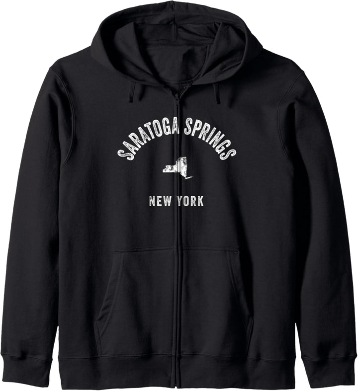 Saratoga Springs New York NY Vintage 70er Jahre Athletic Sports Des Kapuzenjacke