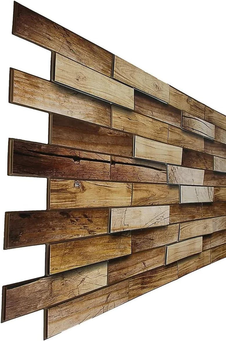 PVC Kunststoff Wandpaneele 3D Deko Fliesen Verkleidung - Holz (Haselnuss)