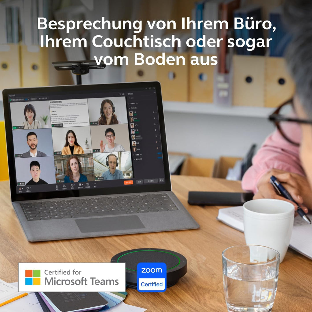 Jabra Speak2 55 Bluetooth-Freisprechlösung, 4 Mikrofone mit Geräuschunterdrückung, 50 mm Breitband-L