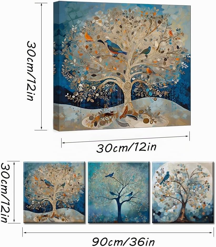 Piy Painting Blauer Baum Leinwandbild Abstrakte Moderne Wohnzimmerbilder Kunstdrücke auf Leinwand Um