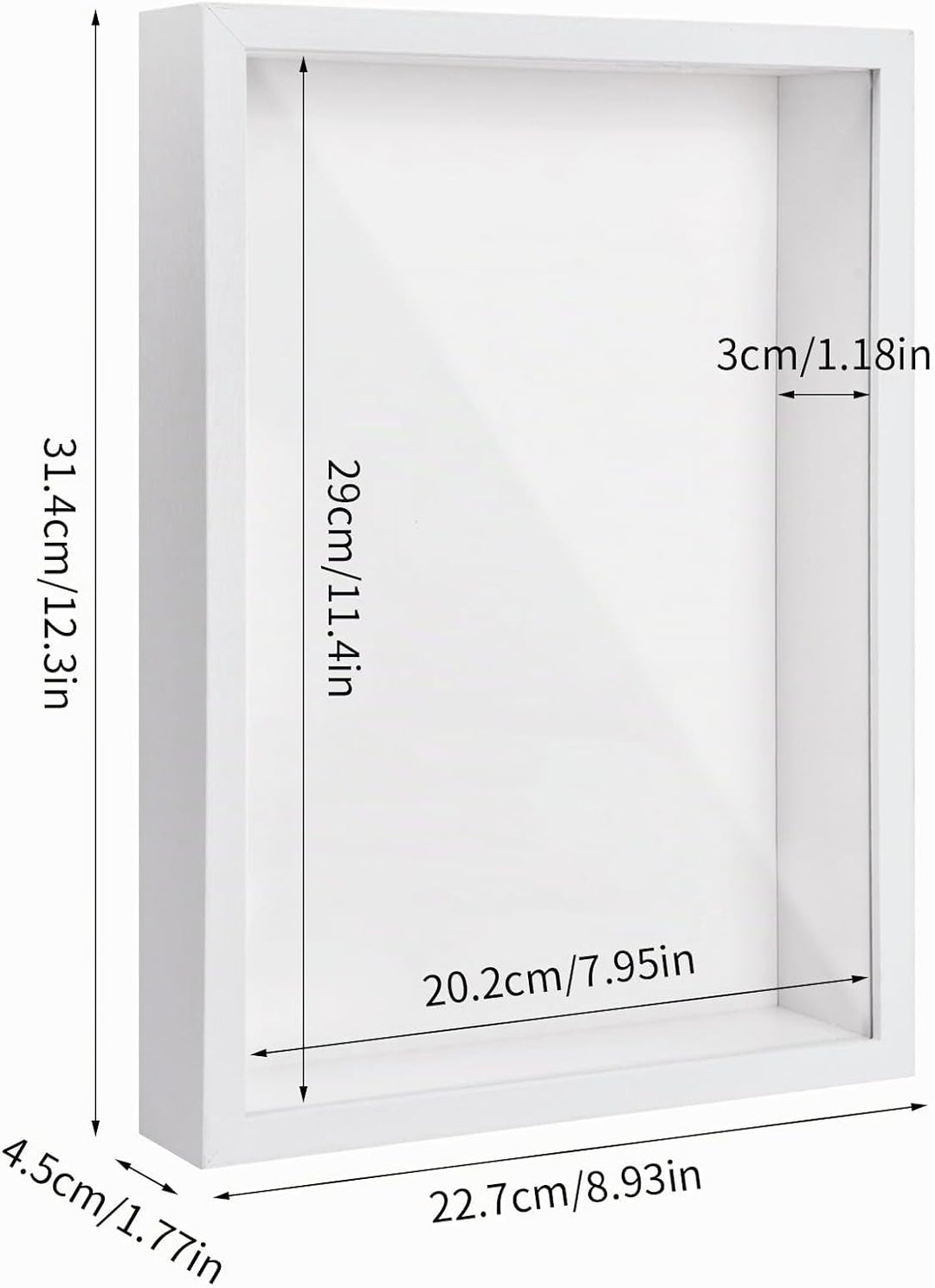 3D Bilderrahmen zum Befüllen A4, Schattenbox Vitrine Rahmen, 3D Tief Objektrahmen mit Transparente A