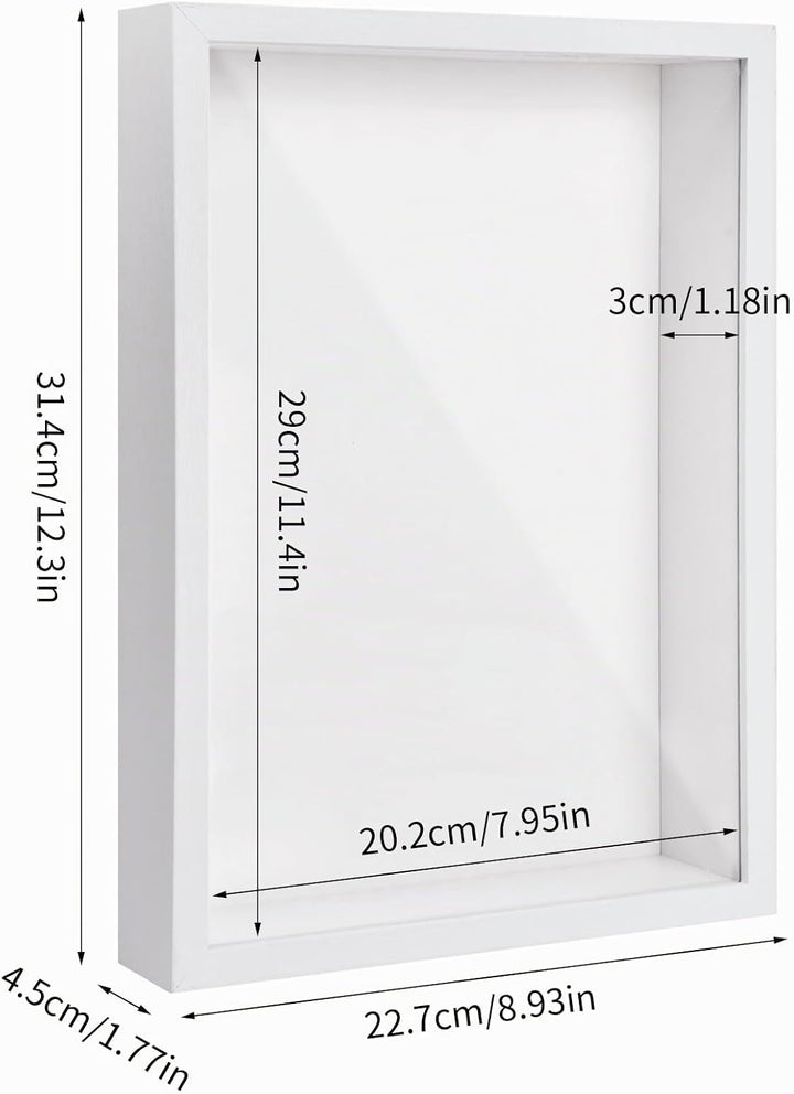 3D Bilderrahmen zum Befüllen A4, Schattenbox Vitrine Rahmen, 3D Tief Objektrahmen mit Transparente A