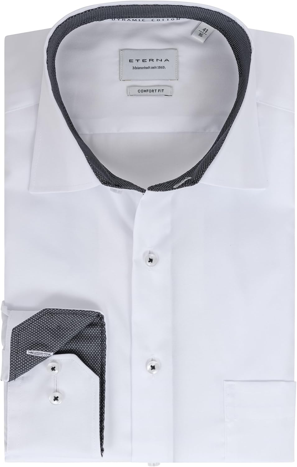 ETERNA Hemd Langarm | Comfort Fit | Bügelfrei, Knitterfrei | 100% Baumwolle 47 *Weiss-(00), 47 *Weis
