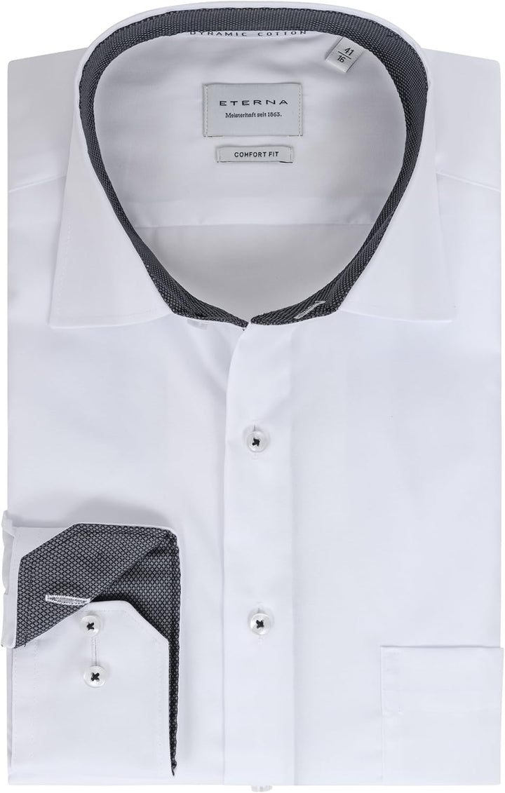 ETERNA Hemd Langarm | Comfort Fit | Bügelfrei, Knitterfrei | 100% Baumwolle 47 *Weiss-(00), 47 *Weis