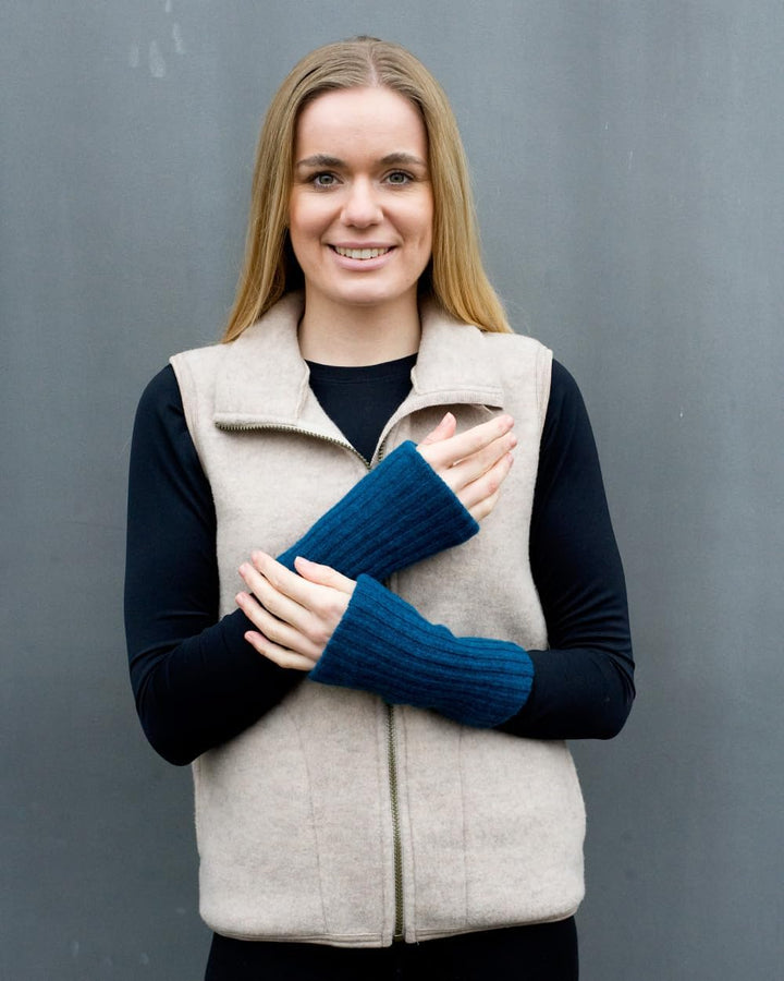Ganterie, Merino Armwärmer/Pulswärmer, 100% Wolle Petrol, Petrol