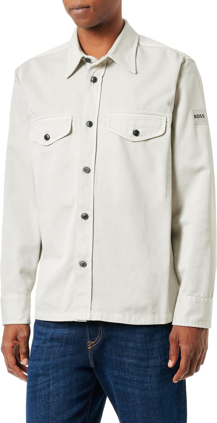BOSS Herren Lovelock Oversized Overshirt aus Baumwoll-Twill M Light/Pastel Grey57, M Light/Pastel Gr