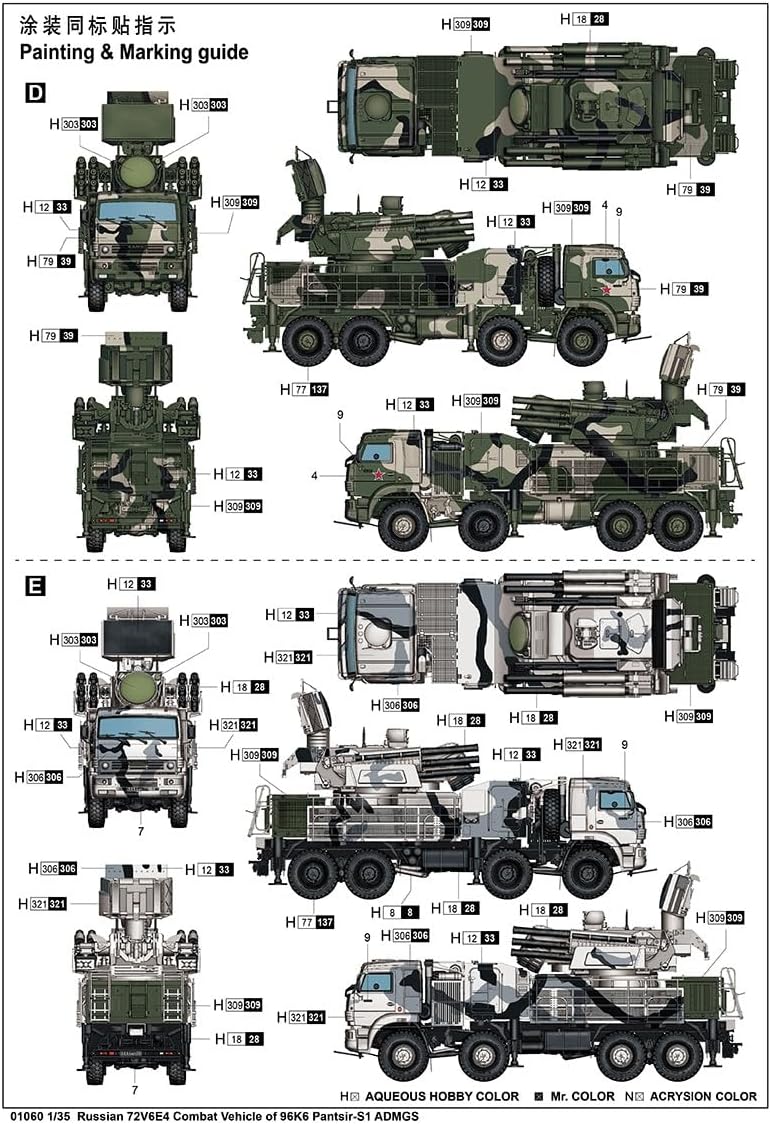 Trumpeter 001060 1/35 72V6E4, Combat auf 96K6 Pantsir S1 ADMGS Modellbausatz, verschieden