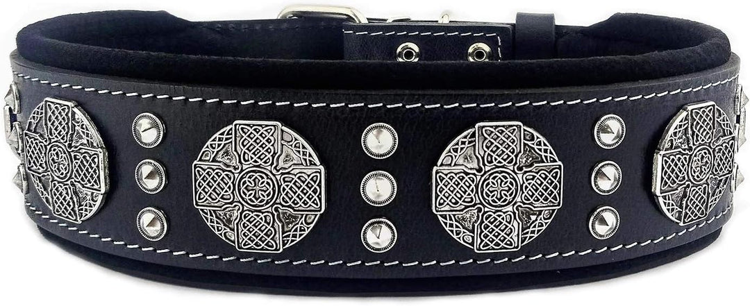 Bestia Maximus Echtleder Hundehalsband für grosse Hunde 100% Leder XXL- 65 bis 75 cm Halsumfang Schw