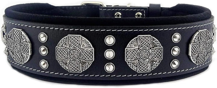Bestia Maximus Echtleder Hundehalsband für grosse Hunde 100% Leder XXL- 65 bis 75 cm Halsumfang Schw