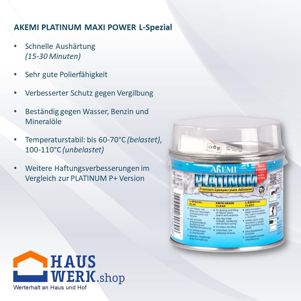 HAUSWERK.shop Set Akemi PLATINUM P+ L-Spezial / 170 g mit Farbpaste Platinum P+ CC 1880 grau