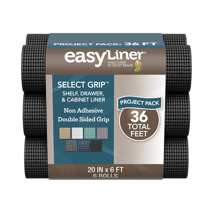 Duck Non-Adhesive Shelf Liner Select Grip EasyLiner, schwarz, 20-inch Feet, x 6 Rolls Schwarz 20-inc