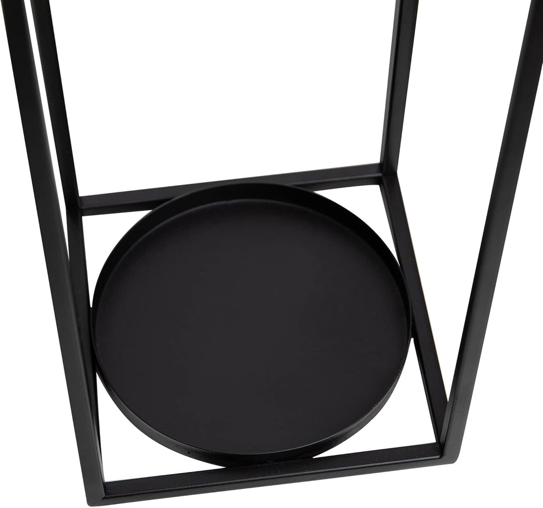 HPC Decor schwarze Metall-Kerzenlaternen, Set mit 2 Laternen, dekorativ mit flackerndem Timer, 44 cm