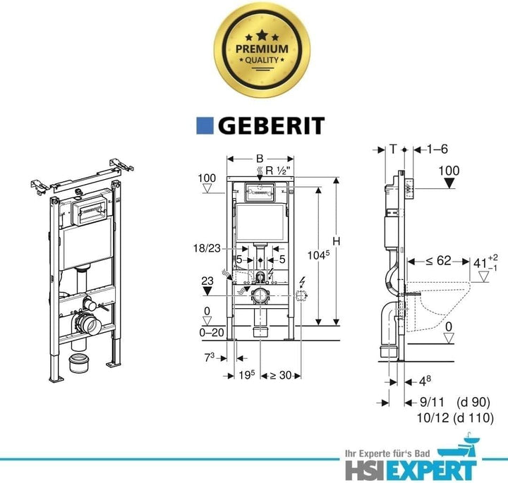 Geberit Vorwandelement + Bartolo WC + Drückerplatte + WC-Sitz Delta51 Star Star Delta51, Star Delta5