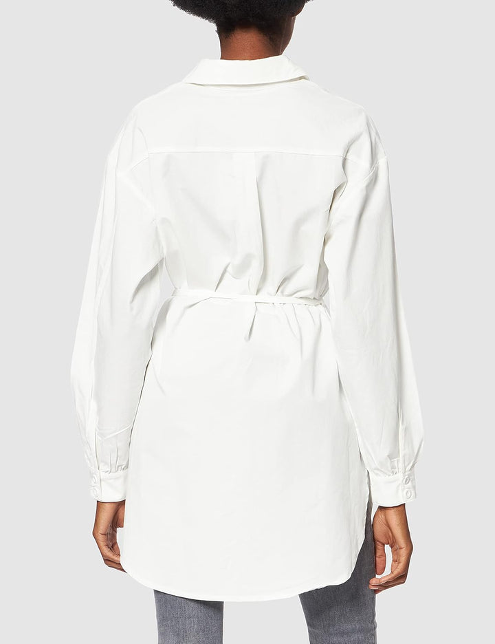 NA-KD Damen Oversized Belted Shirt Hemd 34 Beige, 34 Beige