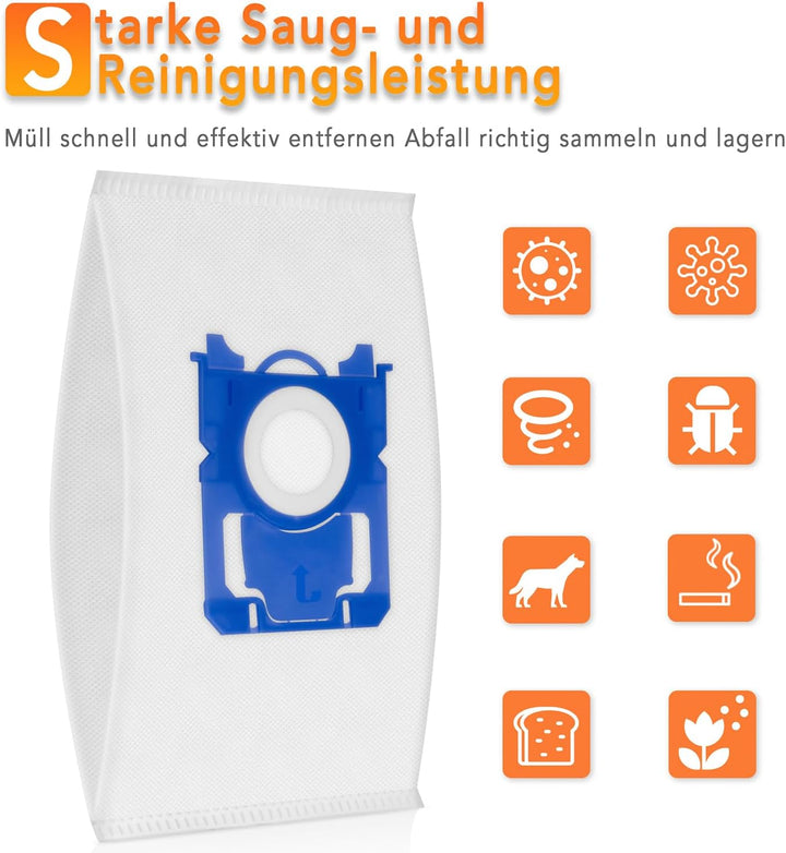 8 Stück S bag Staubsaugerbeutel für Philips FC8021/03, für AEG GR201SM, für Electrolux E201SM s-bag