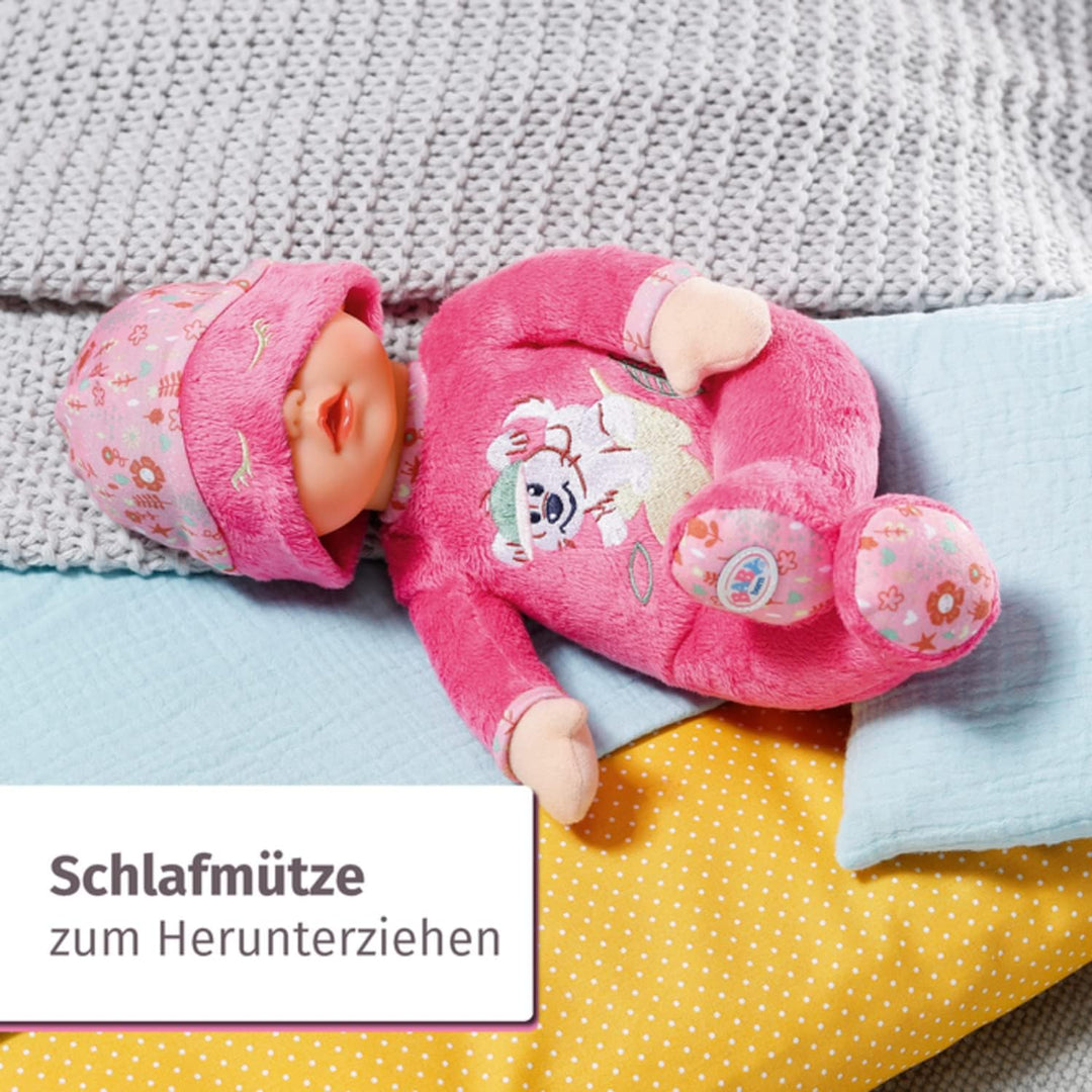 BABY born Sleepy for babies pink, waschbare Stoffpuppe mit herunterziehbarer Mütze und integrierter