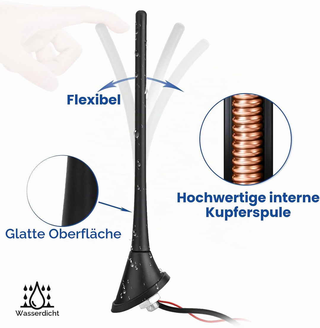 Eightwood Auto antenne Dach Aktive Antenne Auto mit Verstärker fm am Autoradio antenne kurz + 5M Kab