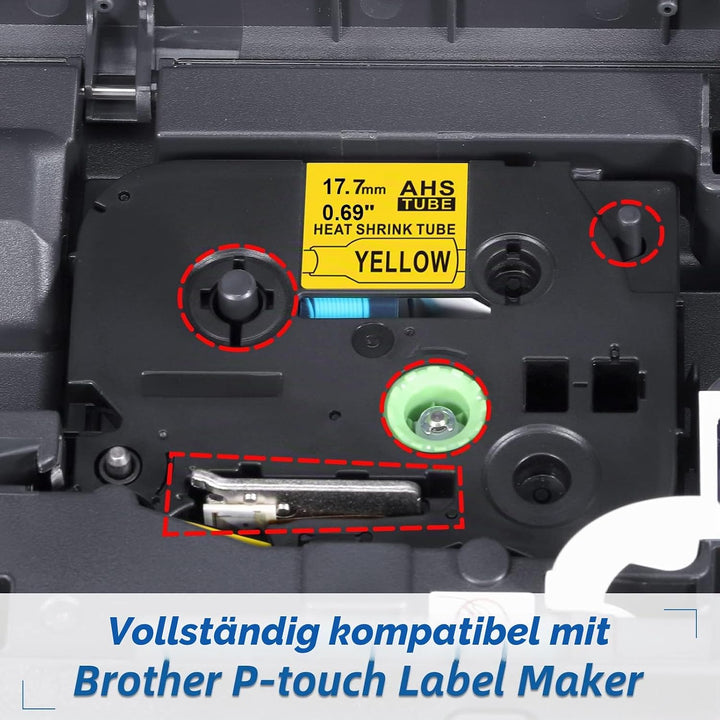 3x MarField HSe-641 17.7mm Schrumpfschlauch Schriftband Kompatibel mit Brother P-touch HS HSe641 Hea