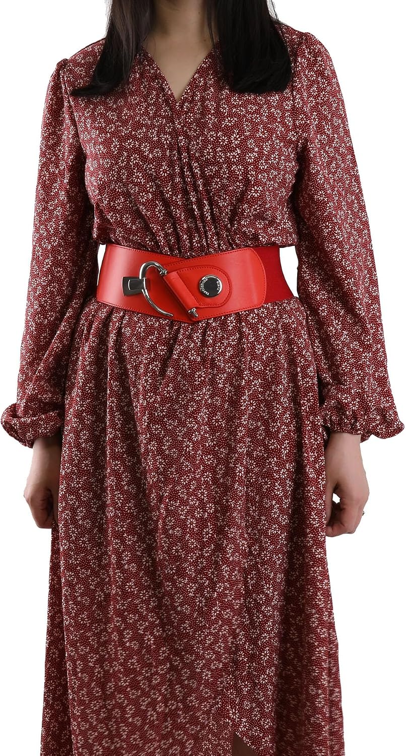FASHIONGEN - Elastischer Damengürtel aus Rindsleder, DARLENE Rot XS, Rot XS