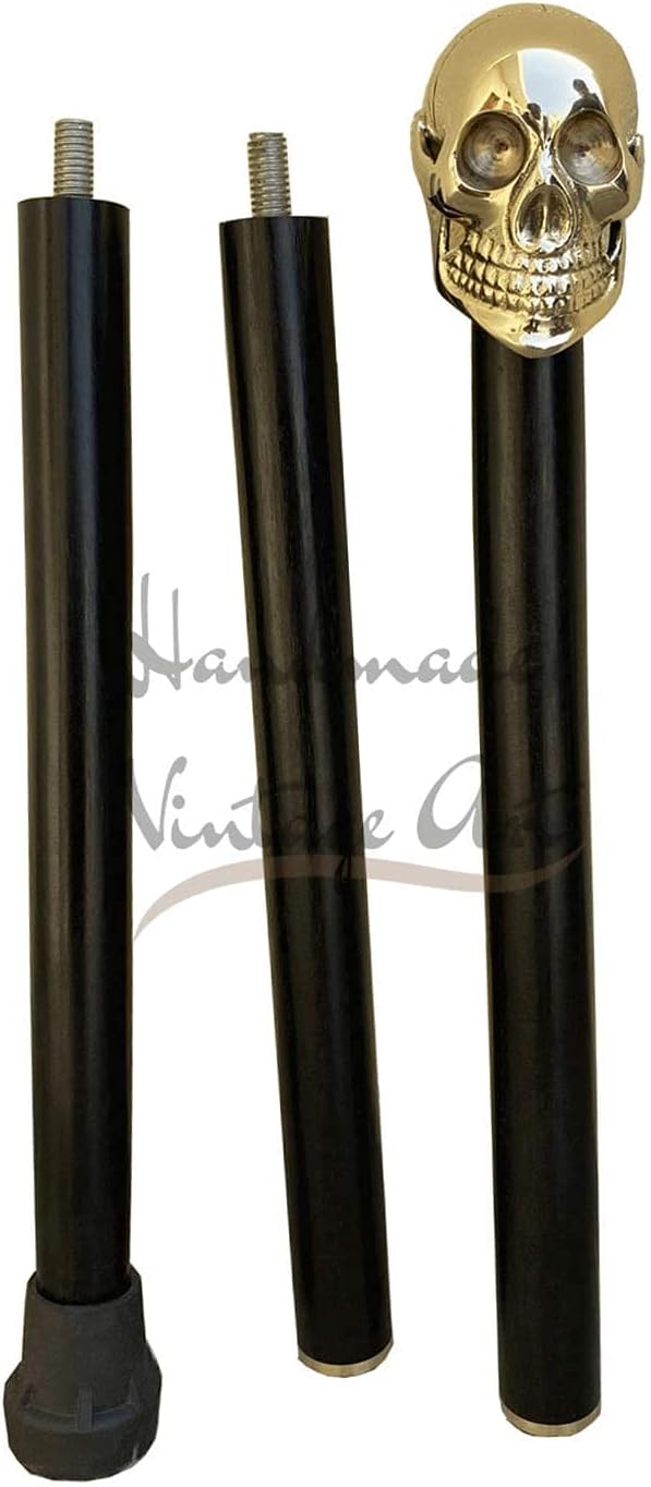 Samara Nautical Gehstock mit Totenkopf-Motiv, aus Holz, Vintage-Design, Schwarz