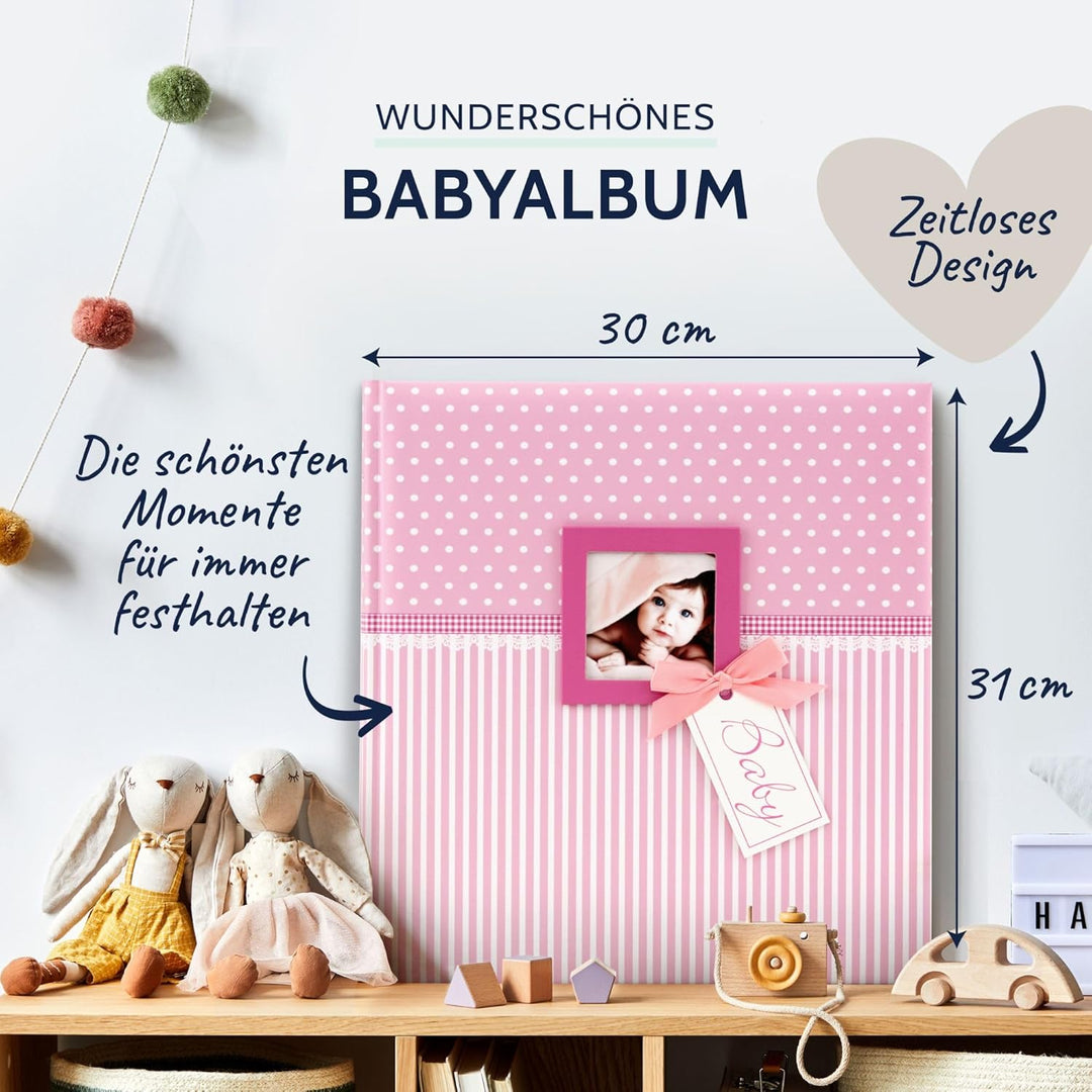 goldbuch 15801 Babyalbum mit Fensterausschnitt, Sweetheart, 30 x 31 cm, Baby Fotoalbum mit 62 weisse