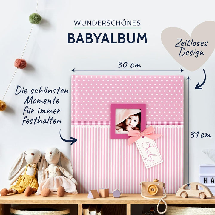 goldbuch 15801 Babyalbum mit Fensterausschnitt, Sweetheart, 30 x 31 cm, Baby Fotoalbum mit 62 weisse