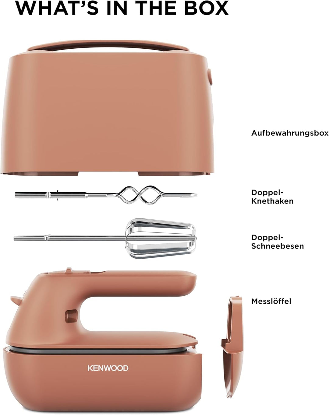 Kenwood Handmixer QuickMix Go HMP40.000RD, tragbar dank integriertem Koffer, Inklusive Edelstahl Sch