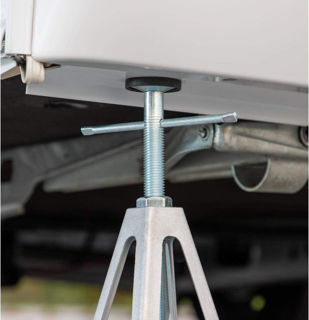 cartrend Caravan Stützbock, 4er Set, Aluminium, bis 900 Kg belastbar &amp; Caravan stapelbare Basisplatt