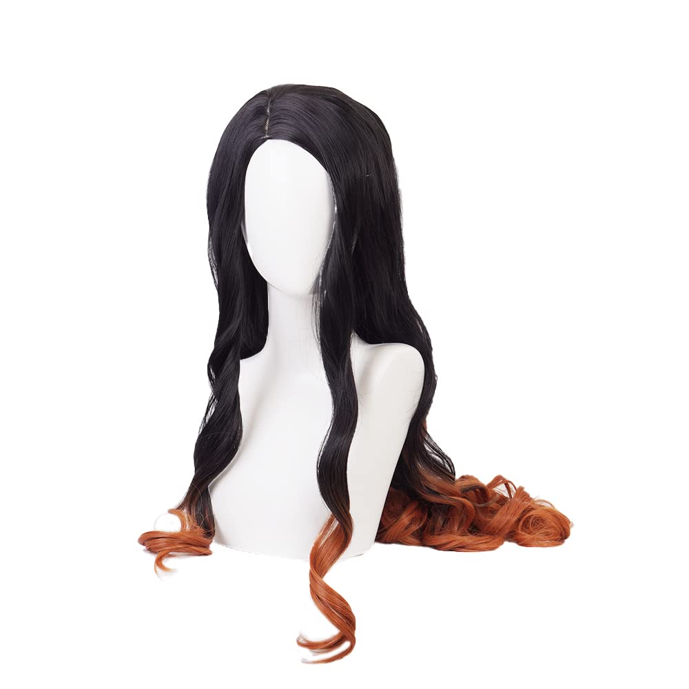 OSIAS Farbverlauf Kamado Nezuko Cosplay Perücke für Frau und Mädchen Kamado Nezuko B, Kamado Nezuko