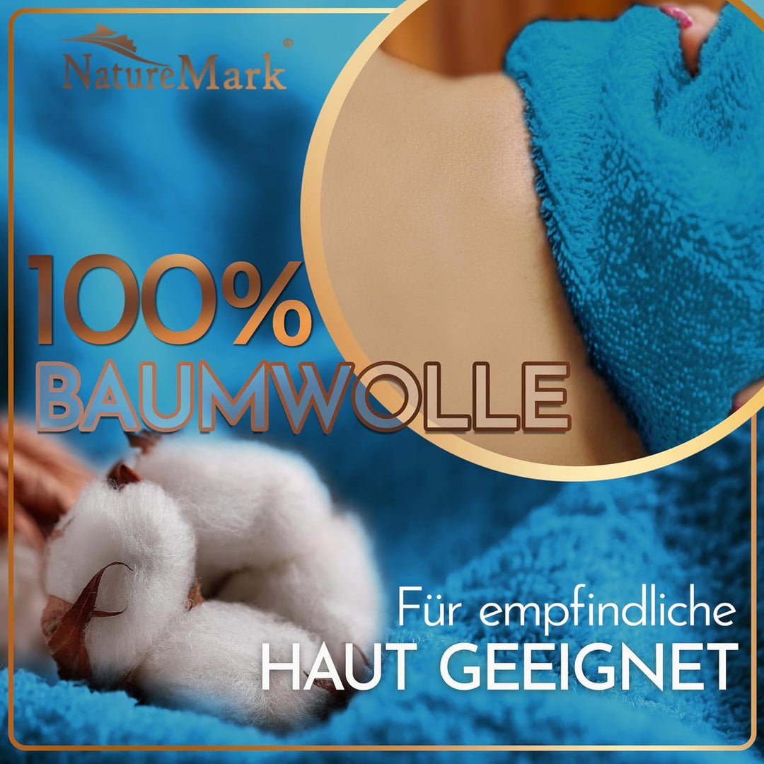 NatureMark 2er Pack SAUNATÜCHER Premium Qualität 80x200cm SAUNATUCH Sauna-Handtuch 100% Baumwolle Fa
