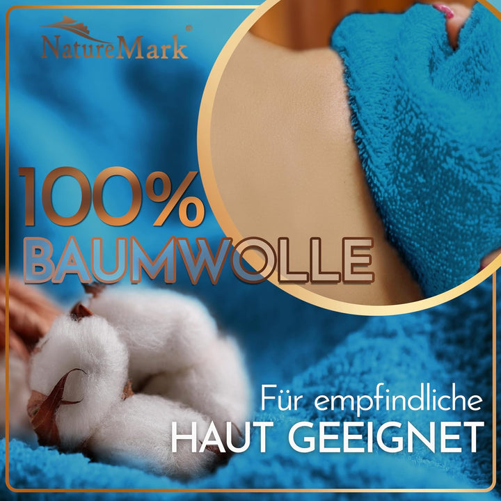 NatureMark 2er Pack SAUNATÜCHER Premium Qualität 80x200cm SAUNATUCH Sauna-Handtuch 100% Baumwolle Fa