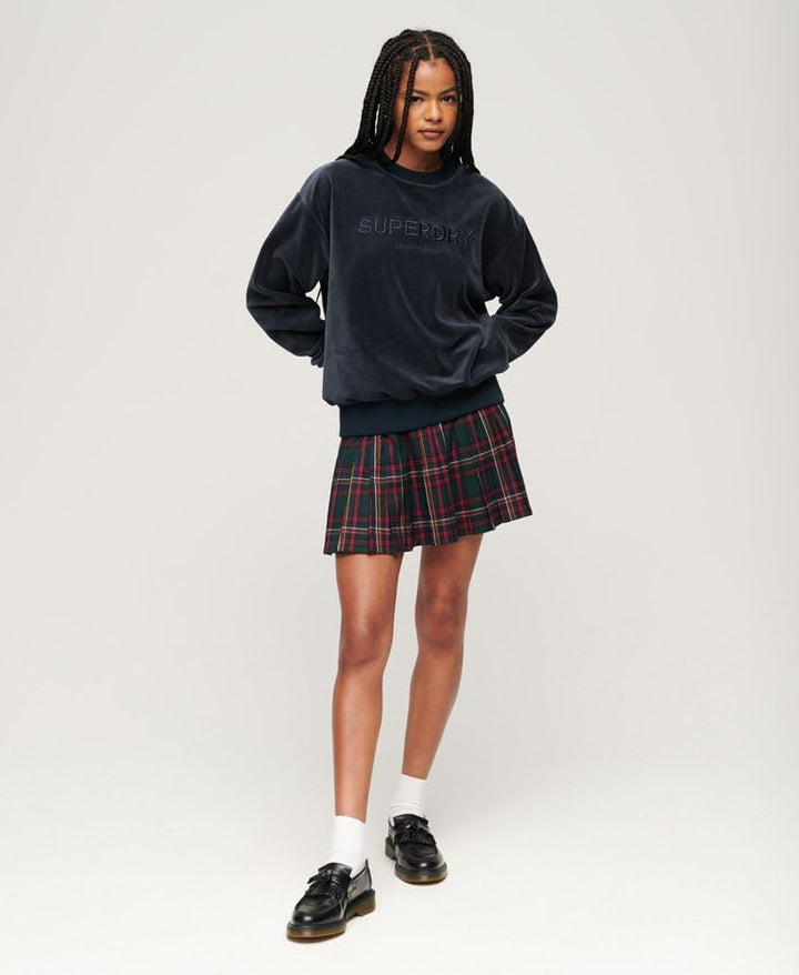 Superdry Damen Velour Graphic Boxy Crew Sweat Sweatshirt, Finster Marineblau