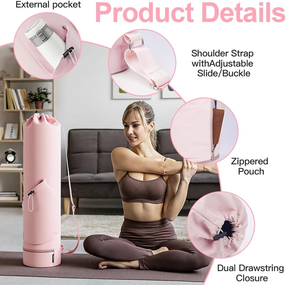 Yogatasche, Yogamatte Tasche mit Nassfach und Flaschentasche, Verstellbarer Schultergurt Gym Yoga Ta