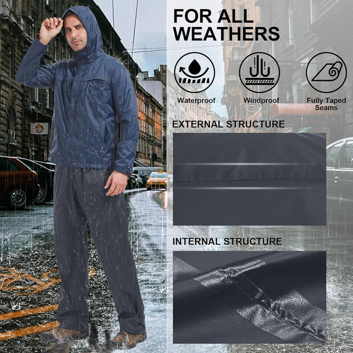 Regenhose Herren Fahrrad Leichte wasserdichte Winddichte Outdoorhose zum Wandern Camping Trekkinghos